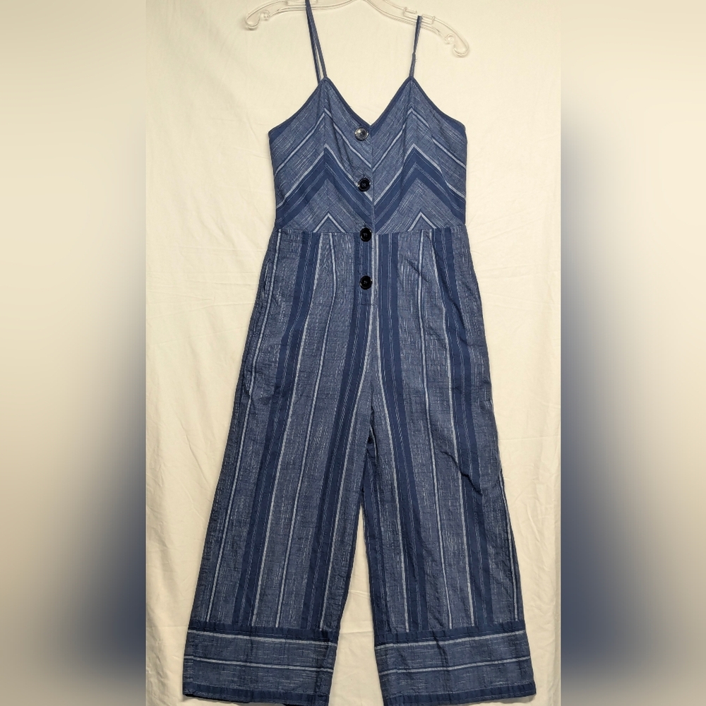 Angie Blue and Grey Striped Jumpsuit